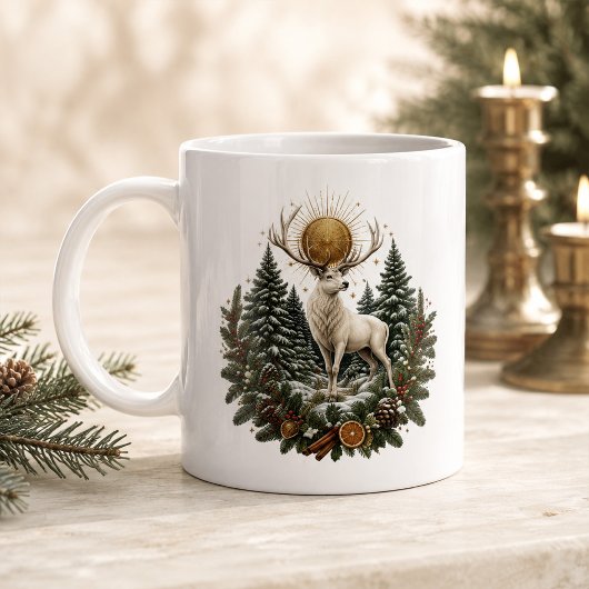 Maanverlichte Yule Witte Hert Winterzonnewende Mok
