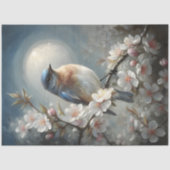 Maanverlichte zangvogel Blauwe Vogel Decoupage Tissuepapier (Voorkant)