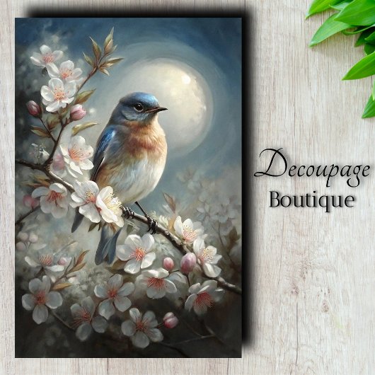 Maanverlichte Zangvogel Decoupage Tissuepapier
