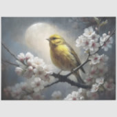 Maanverlichte Zangvogel Gele Vogel Decoupage Tissuepapier (Voorkant)