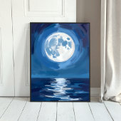 Maanverlichte Zee | Waterverfreflectie van de ocea Poster