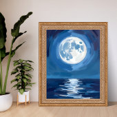 Maanverlichte Zee | Waterverfreflectie van de ocea Poster