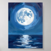 Maanverlichte Zee | Waterverfreflectie van de ocea Poster (Voorkant)