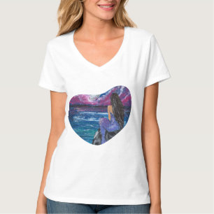 Maanverlichte zeemeermin handgemaakt kunstwerk  t-shirt