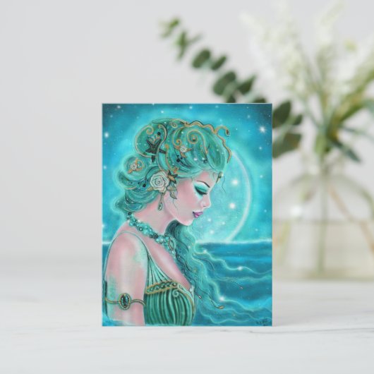 Maanverlichte zeemeermin van Renee Lavoie Briefkaart (Staand voorkant)