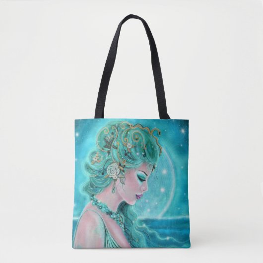Maanverlichte zeemeermin van Renee Lavoie Tote Bag (Voorkant)