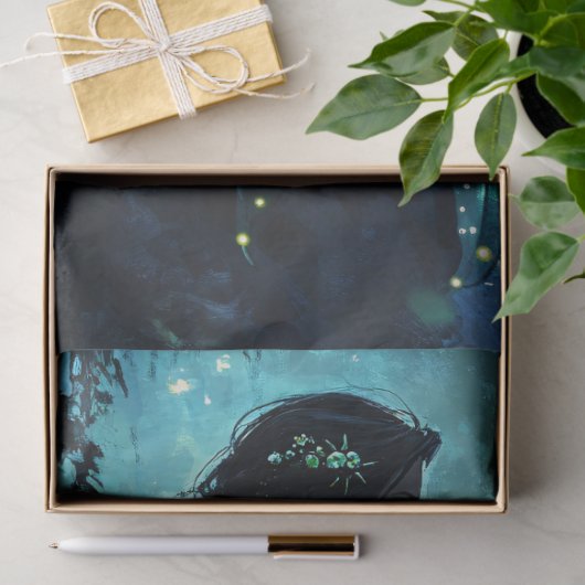 Maanverlichte zeemeermindecoupage tissuepapier (Geschenk)