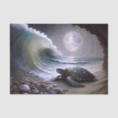Maanverlichte Zeeschildpad Oceaangolf Decoupage Tissuepapier (Voorkant)