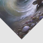 Maanverlichte Zeeschildpad Oceaangolf Decoupage Tissuepapier (Detail)