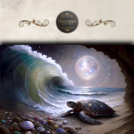 Maanverlichte Zeeschildpad Oceaangolf Decoupage Tissuepapier
