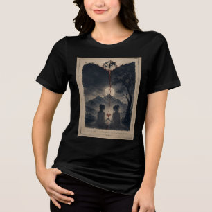 Maanverlichte Ziel Donkere Fantasy Silhouet Grafis Tri-Blend Shirt