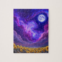 Maanverlichte Zonnebloem Hemel Legpuzzel