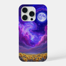 Maanverlichte zonnebloem hemel telefoonhoesje iPhone 15 pro case
