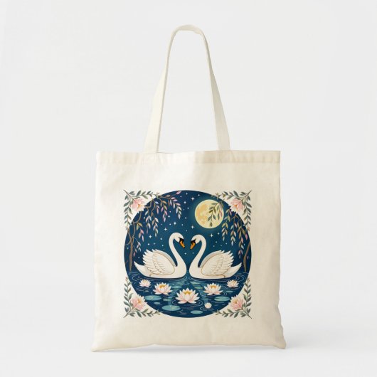 Maanverlichte Zwanen Serenade Tote Bag (Voorkant)