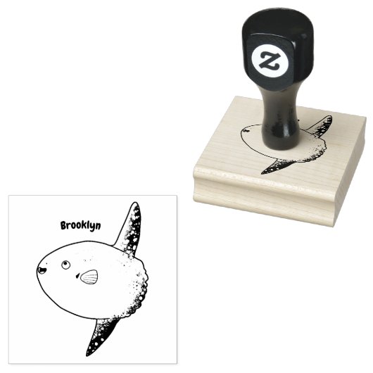Maanvis mola mola cute cartoon rubberstempel (Gestempeld)