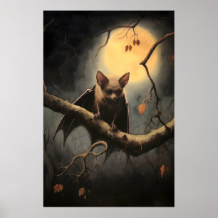 Maanvleermuis Kunstprint, Donker Cottagecore (Digi Poster