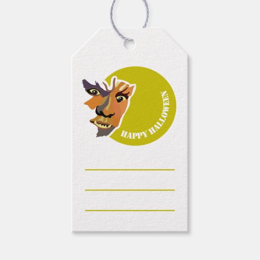 Maanwolf, Fijne Halloween Cadeaulabel (Voorkant)