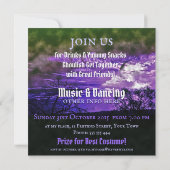 Maanwolken Paarse Halloween Uitnodigingen (Achterkant)