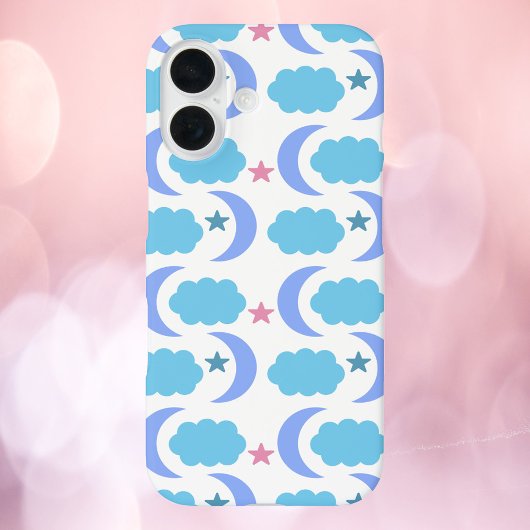 Maanwolken Sterren Patroon Blauw Paarse Case-Mate iPhone Case
