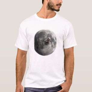 Maanworm Surrealistische Volle Maan Ruimte Kunst T-shirt
