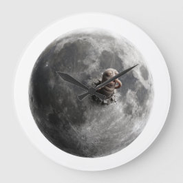 Maanworm Surrealistische Volle Maan Ruimtekunst Grote Klok
