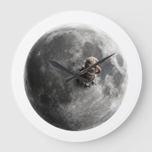 Maanworm Surrealistische Volle Maan Ruimtekunst Grote Klok