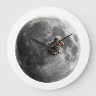 Maanworm Surrealistische Volle Maan Ruimtekunst Grote Klok