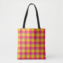 Maanzaad en Razzmatazz Plaid Geel Roze Tote Bag
