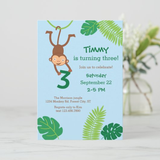 Maapje in het Oerwoud Derde uitnodiging (Staand voorkant)