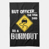 Maar agent, gebarentaal dat zegt: "Doe een burnout Theedoek (Verticaal)