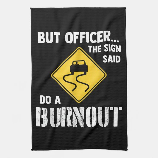 Maar agent, gebarentaal dat zegt: "Doe een burnout Theedoek (Verticaal)