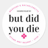 Maar ben je wel dood Katers Personalized Bachelore Ronde Sticker (Voorkant)