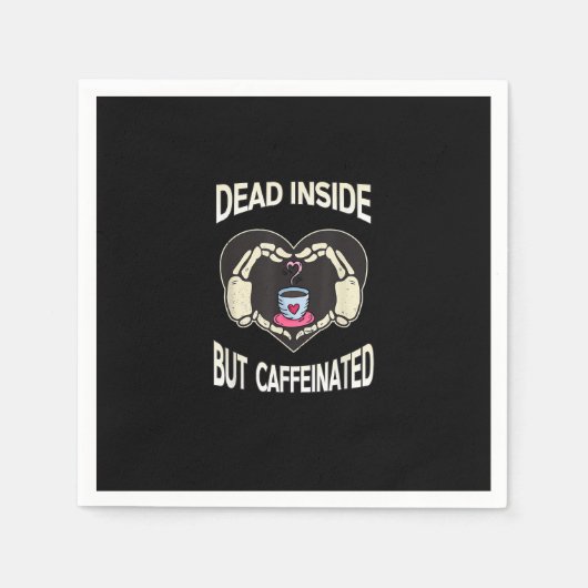 Maar cafeïnehoudende koffie skelet handen hart servet (Voorkant)
