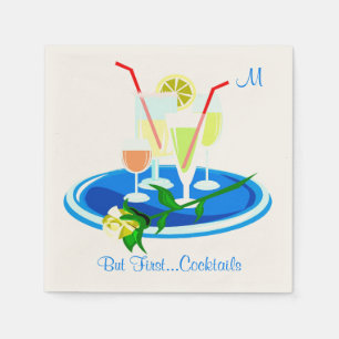 Maar de eerste Cocktails Drink Quote Fun Humor Servet