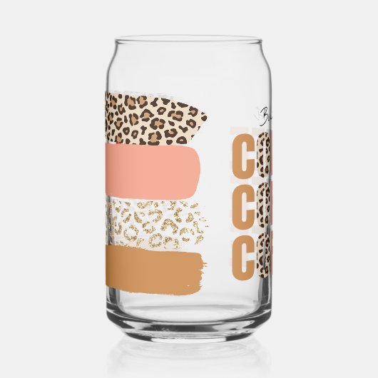 Maar de eerste koffieroze luipaardprint blikvorm glas (Voorkant)