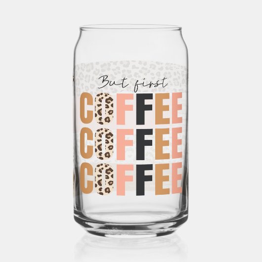 Maar de eerste koffieroze luipaardprint blikvorm glas (Links)