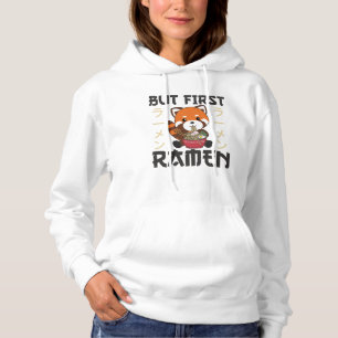 Maar de eerste Ramen klagen rood Panda eten Ramen Hoodie