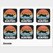 Maar eerst, burpees Cat Owner Workout Retro Graphi Vierkante Sticker (Vel)
