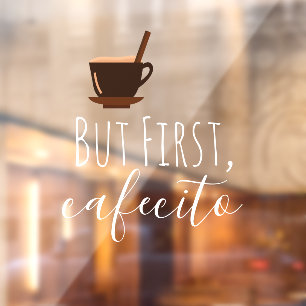 Maar Eerst Cafecito Koffiemok Cubaans Espresso Raamsticker