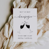 Maar eerst, champagne minimalistische bar teken kaart