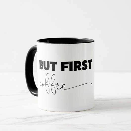 Maar eerst Coffee Typografie Mok (Voorkant links)
