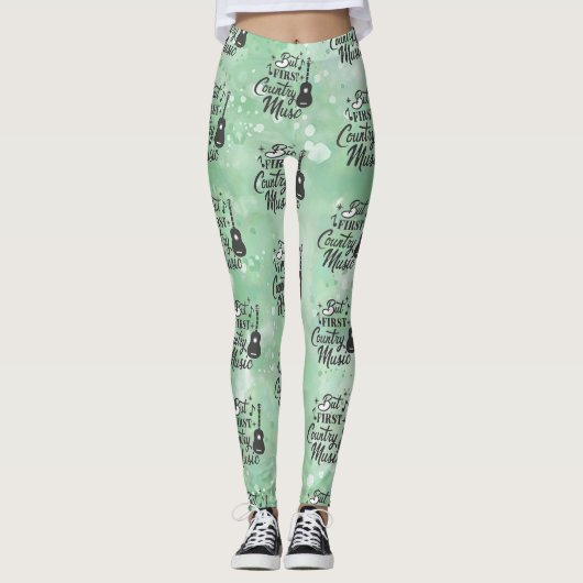 Maar eerst Country Music Lichtgroene Leggings (Voorkant)
