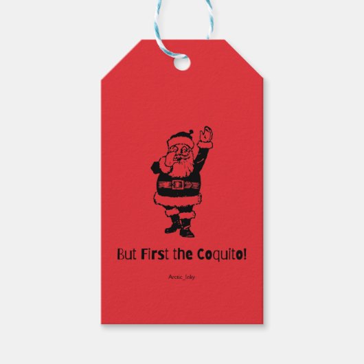 Maar eerst de Coquito Santa Cadeaulabel (Voorkant)