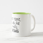 Maar eerst een klein praatje met Jezus Tweekleurige Koffiemok (Voorkant rechts)