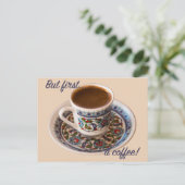 Maar eerst een Turkse koffie Briefkaart (Staand voorkant)