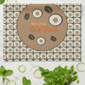 Maar eerst koffee Frosted Donuts Brown Theedoek (Gevouwen)