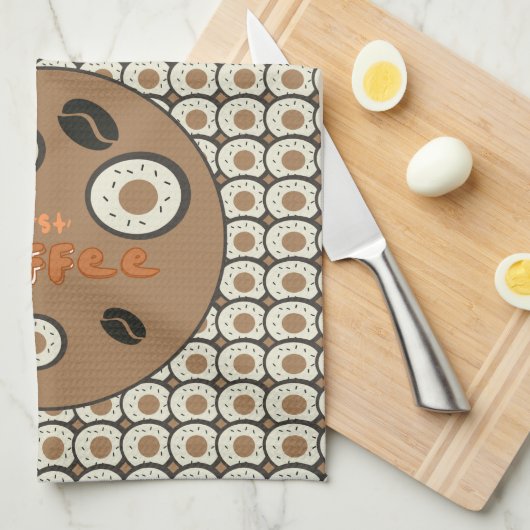 Maar eerst koffee Frosted Donuts Brown Theedoek (Quarter Fold)