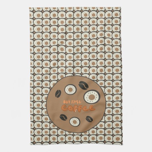 Maar eerst koffee Frosted Donuts Brown Theedoek (Verticaal)