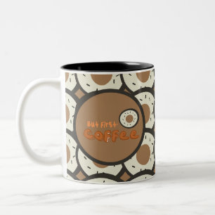 Maar Eerst Koffie Bevroren Donuts Bruin Tweekleurige Koffiemok