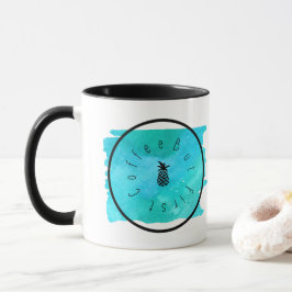 Maar eerst Koffie blauw ontwerp Mok